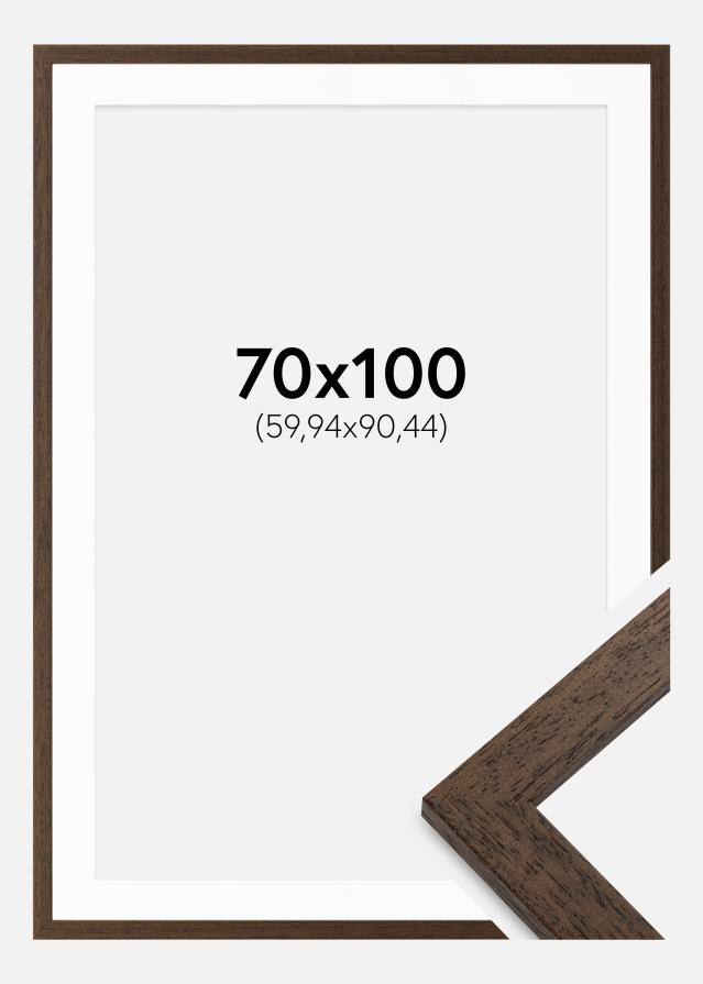 Rahmen Brown Wood 70x100 cm - Passepartout Weiß 24x36 inches