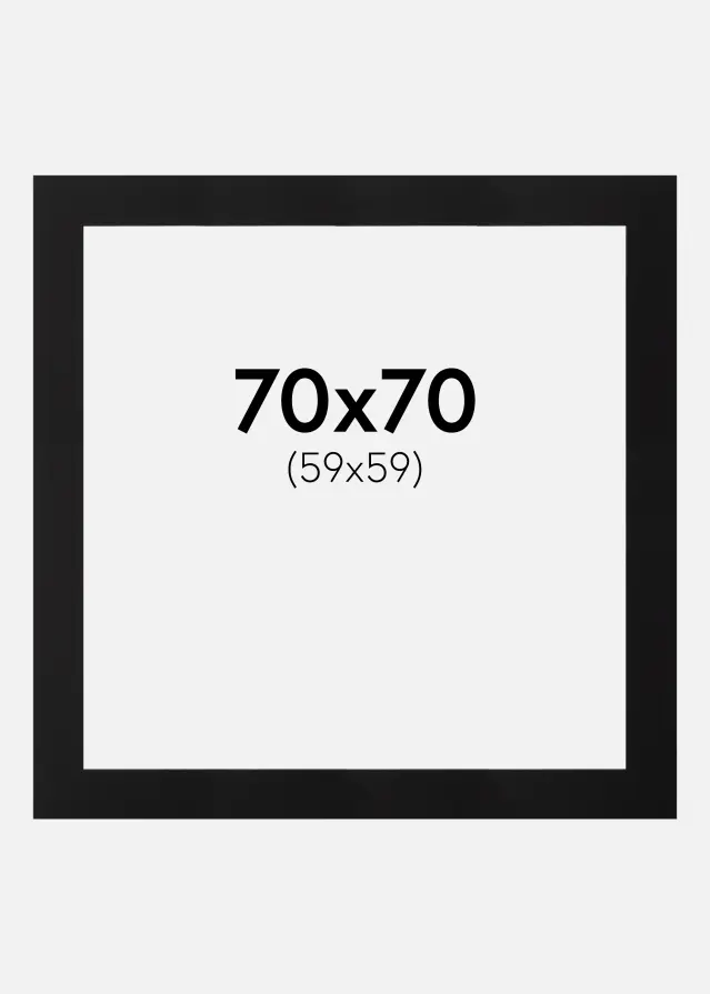 Passepartout Schwarz (schwarzer Kern) 70x70 cm (59x59)