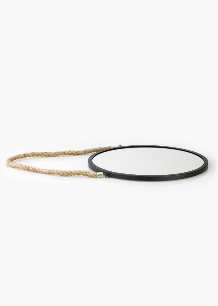 KAILA Runder Spiegel Rope - Schwarz 30 cm Ø