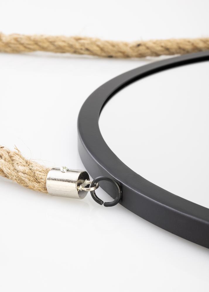 KAILA Runder Spiegel Rope - Schwarz 30 cm Ø