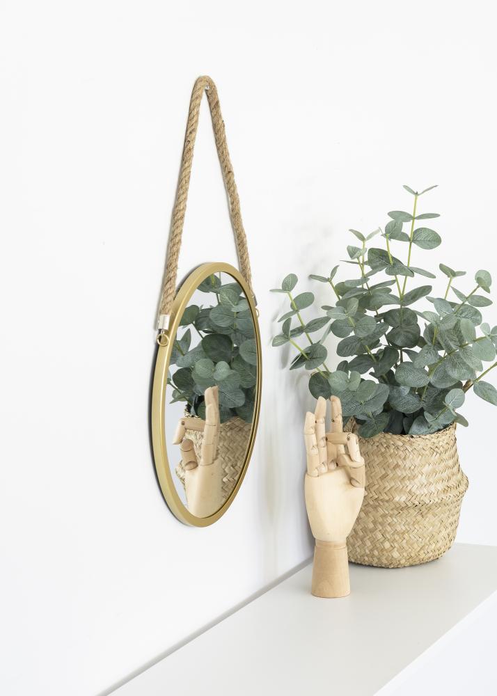 KAILA Runder Spiegel Rope - Gold 30 cm Ø