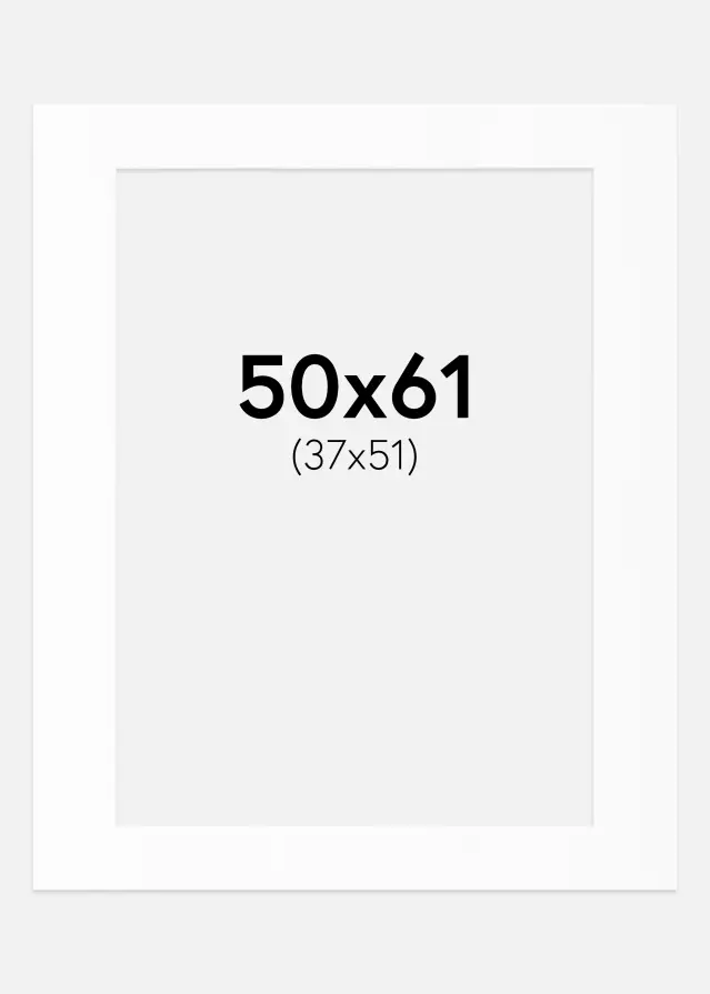 Passepartout Weiß Standard (weißer Kern) 50x61 cm (37x51)