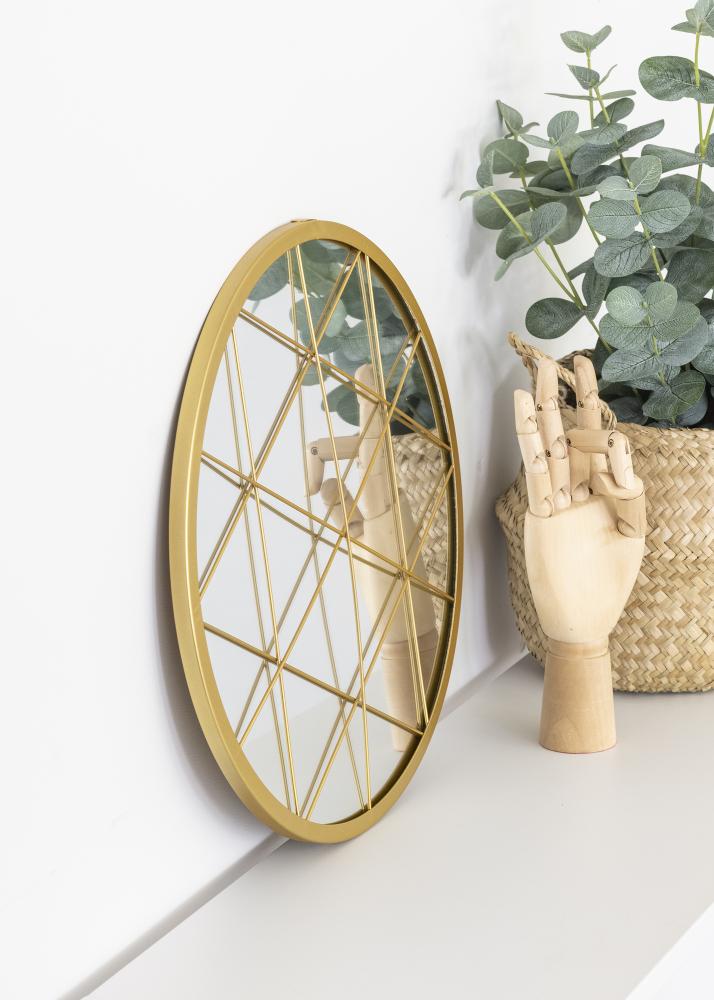 KAILA Runder Spiegel Triangles - Gold 35 cm Ø