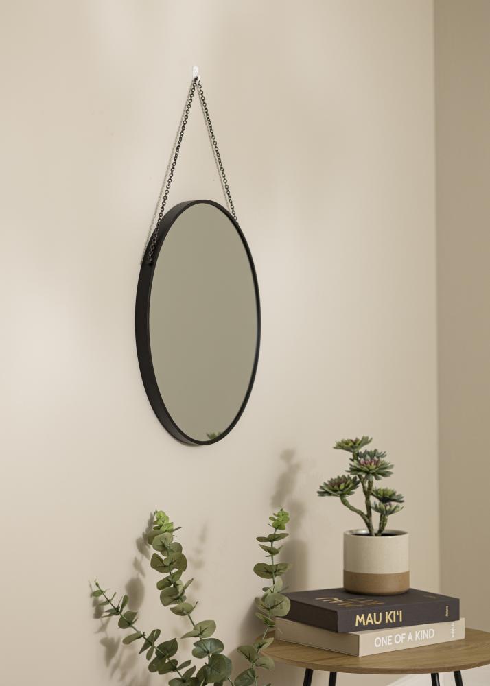 Runder Spiegel Modern Deep Schwarz 51 cm Ø