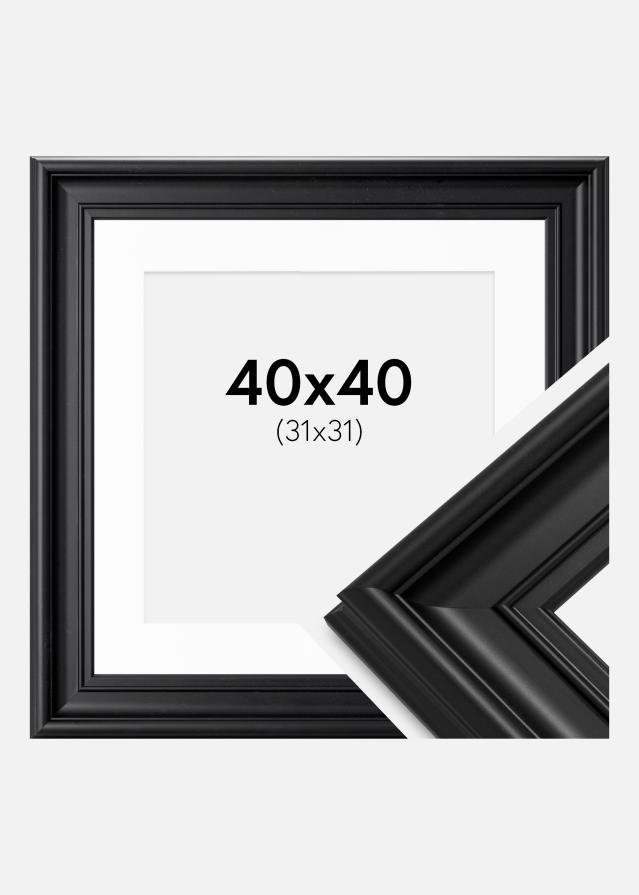 Rahmen Mora Premium Schwarz 40x40 cm - Passepartout Weiß 32x32 cm
