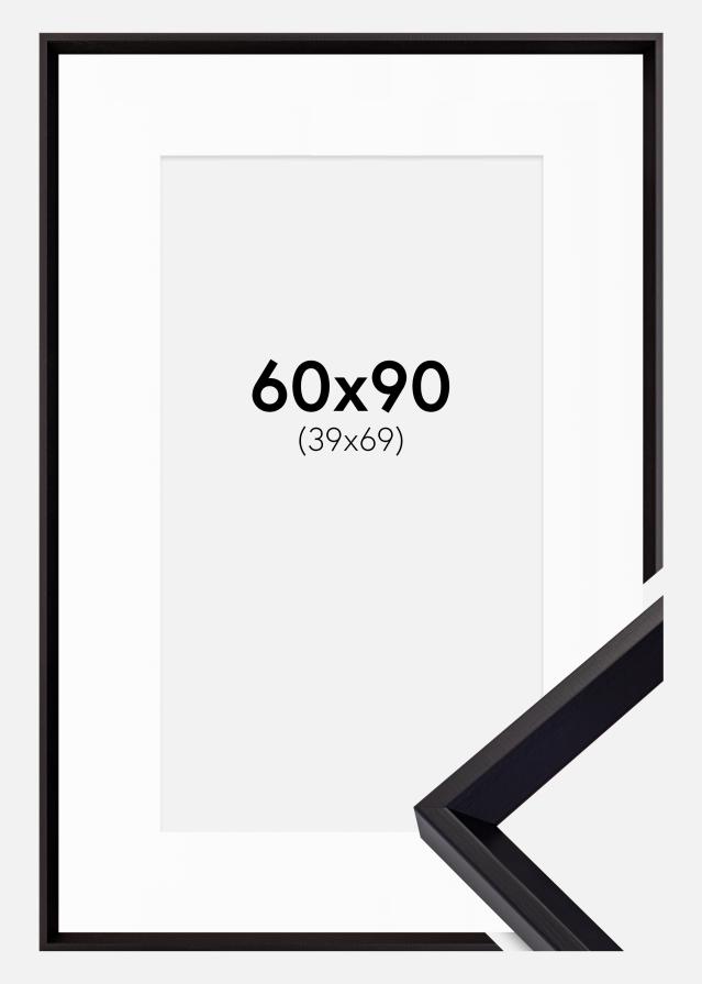 Rahmen Globe Schwarz 60x90 cm - Passepartout Weiß 40x70 cm