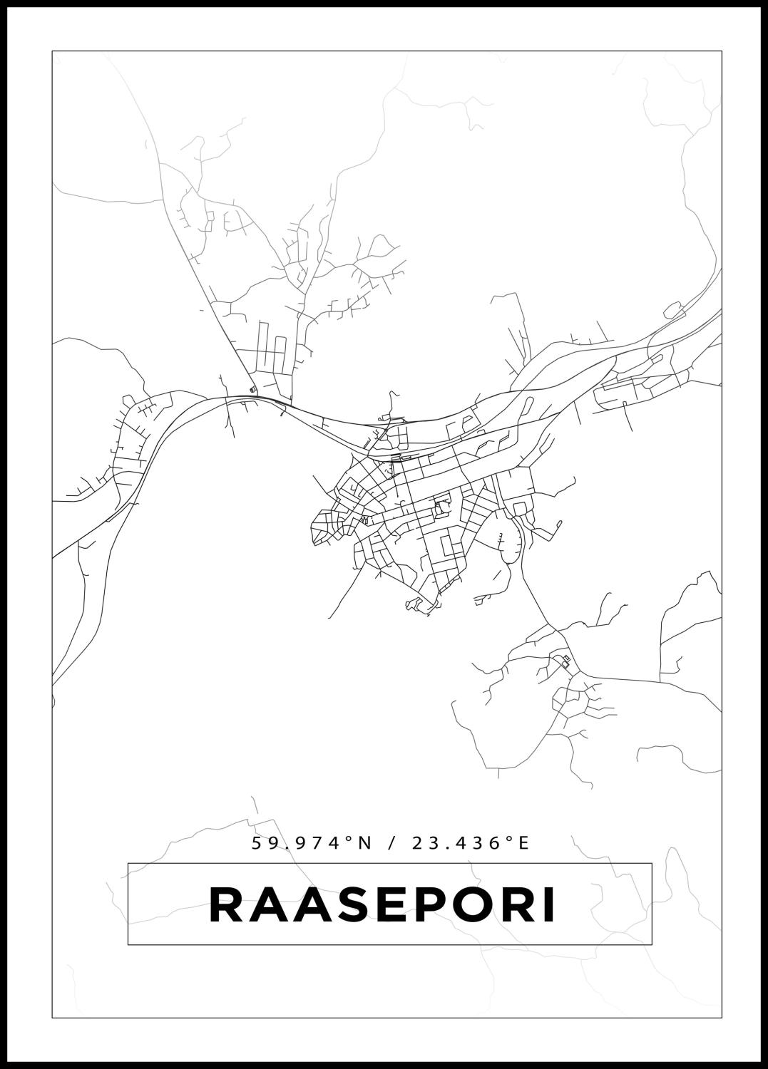 Product Image for Map - Raseborg - White (40x50 cm)