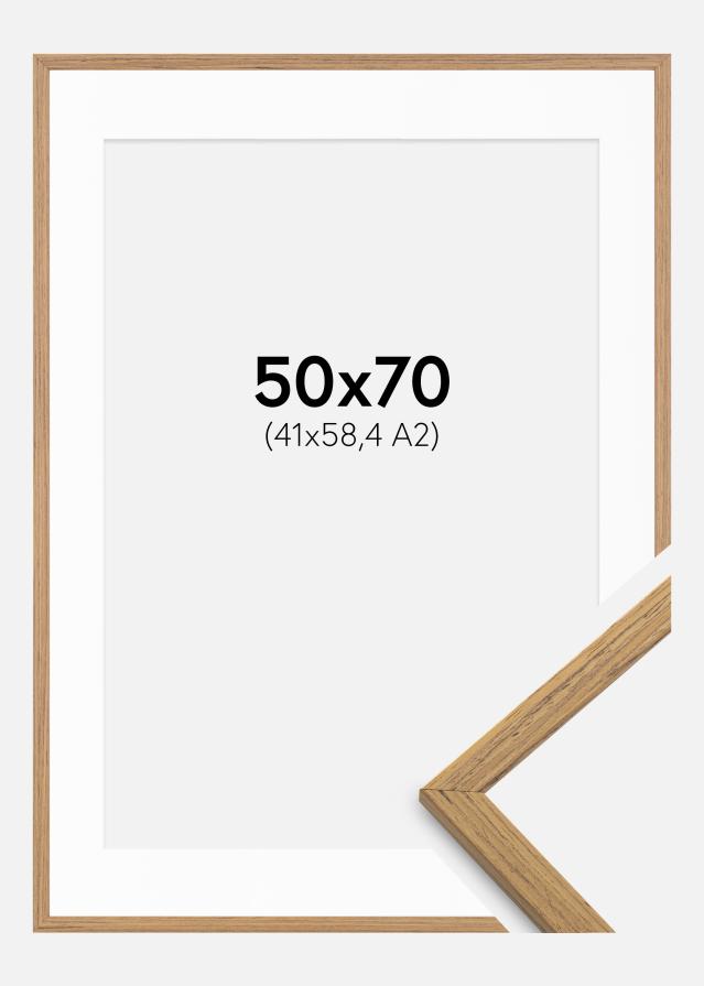 Rahmen Edsbyn Teak 50x70 cm - Passepartout Weiß 42x59,4 cm (A2)