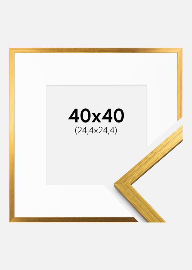 Rahmen Edsbyn Gold 40x40 cm - Passepartout Weiß 10x10 inches