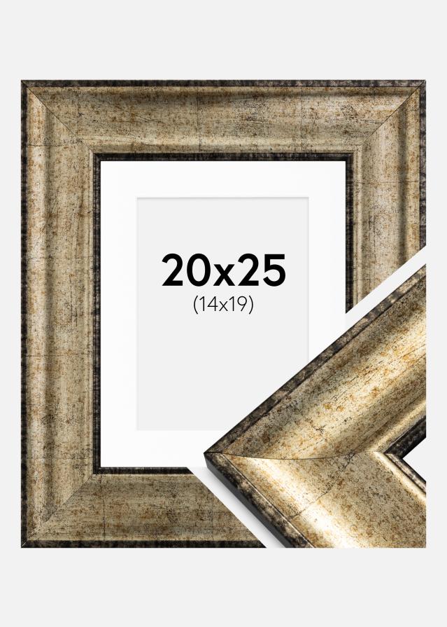 Rahmen Saltsjöbaden Antik-Gold 20x25 cm - Passepartout Weiß 15x20 cm
