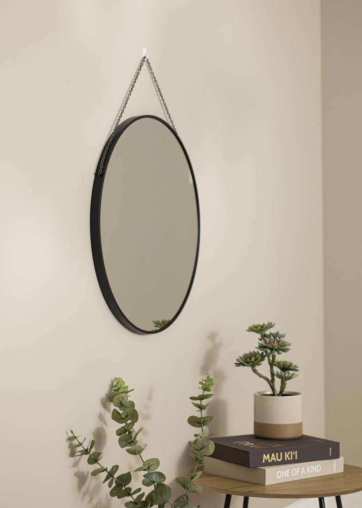 Runder Spiegel Modern Deep Schwarz 61 cm Ø