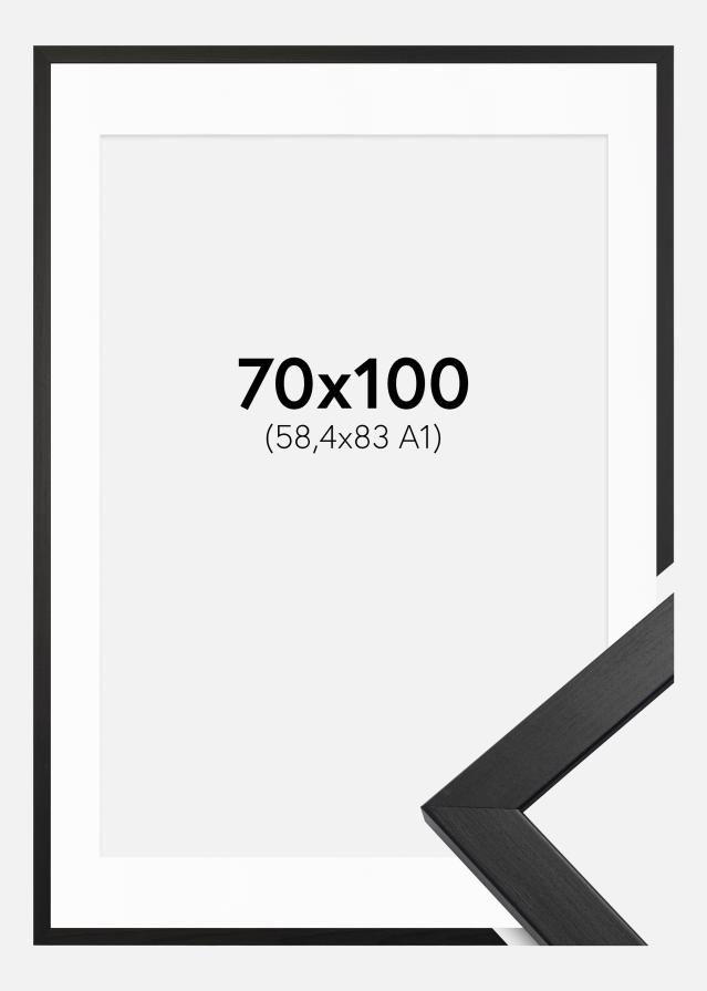 Bilderrahmen Stilren Schwarz 70x100 cm - Passepartout Weiß 59,4x84 cm