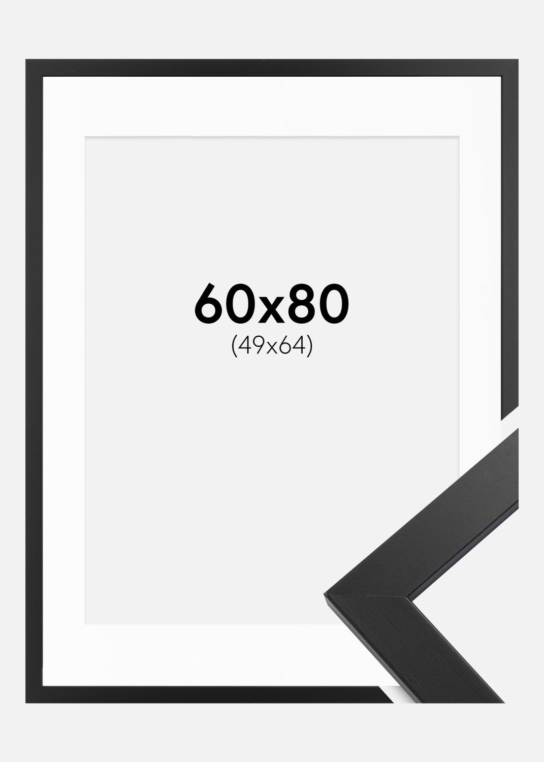 Product Image for Rahmen Black Wood 60x80 cm - Passepartout Weiß 50x65 cm