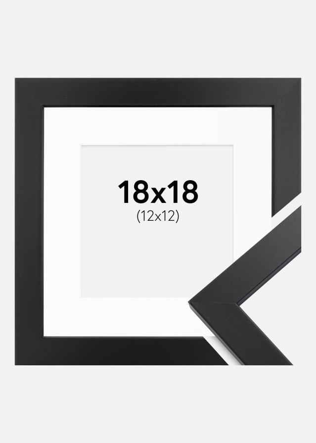 Rahmen Black Wood 18x18 cm - Passepartout Weiß 13x13 cm