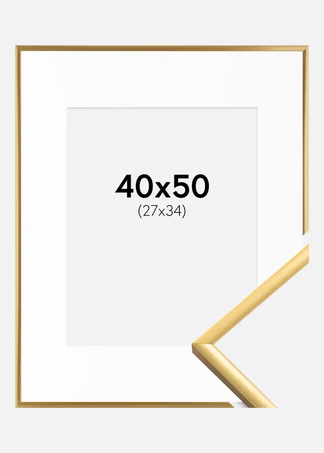 Rahmen New Lifestyle Shiny Gold 40x50 cm - Passepartout Weiß 28x35 cm