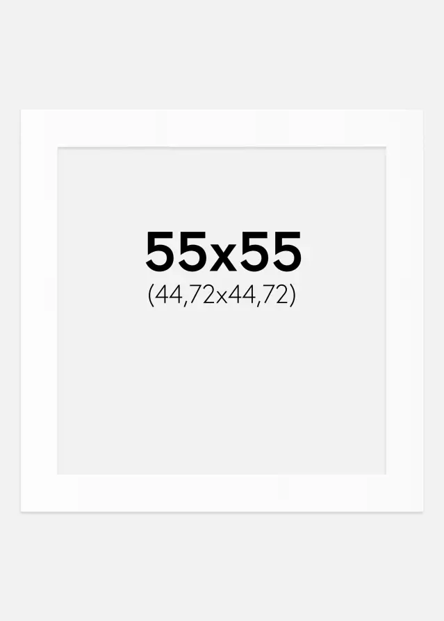 Passepartout Weiß Standard (weißer Kern) 55x55 cm (44,72x44,72)