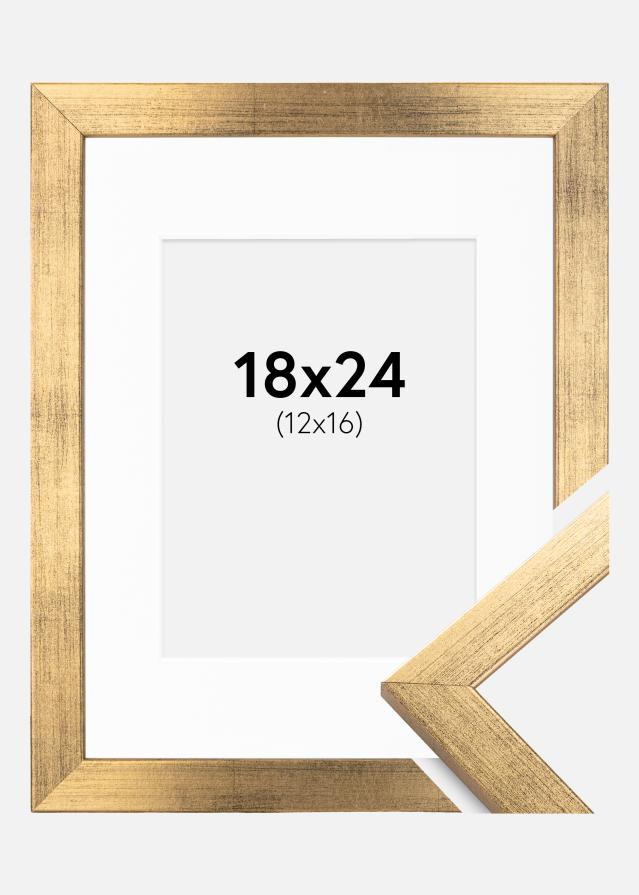 Rahmen Stilren Gold 18x24 cm - Passepartout Weiß 13x17 cm