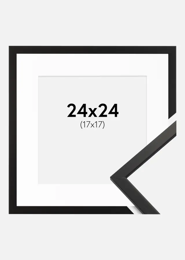 Bilderrahmen Edsbyn Schwarz 24x24 cm - Passepartout Weiß 18x18 cm