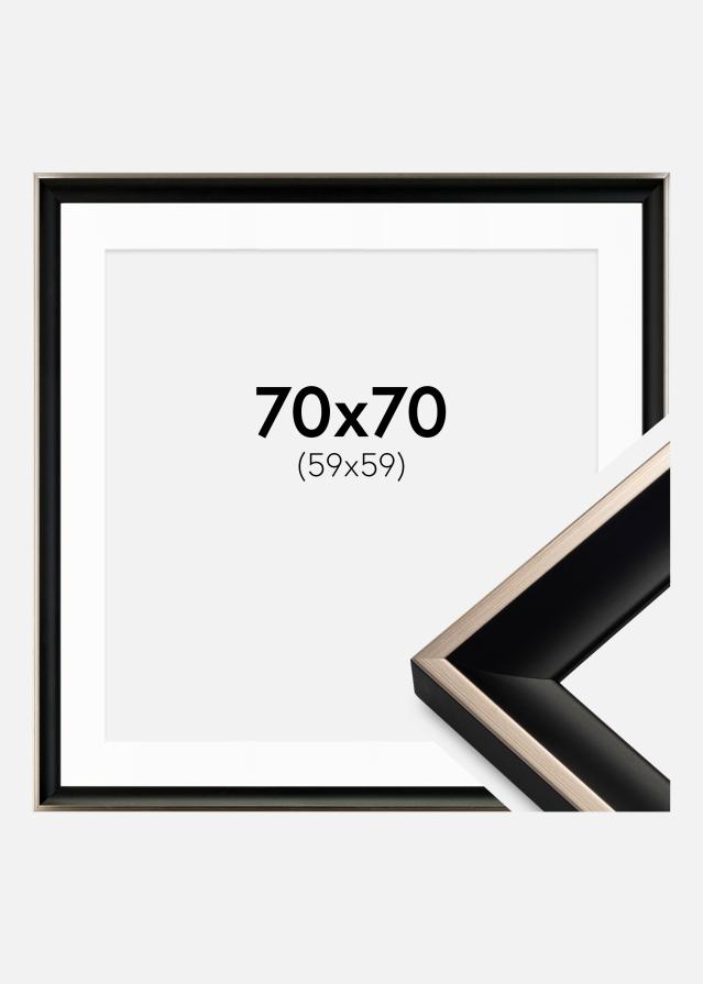 Rahmen Öjaren Schwarz-Silber 70x70 cm - Passepartout Weiß 60x60 cm