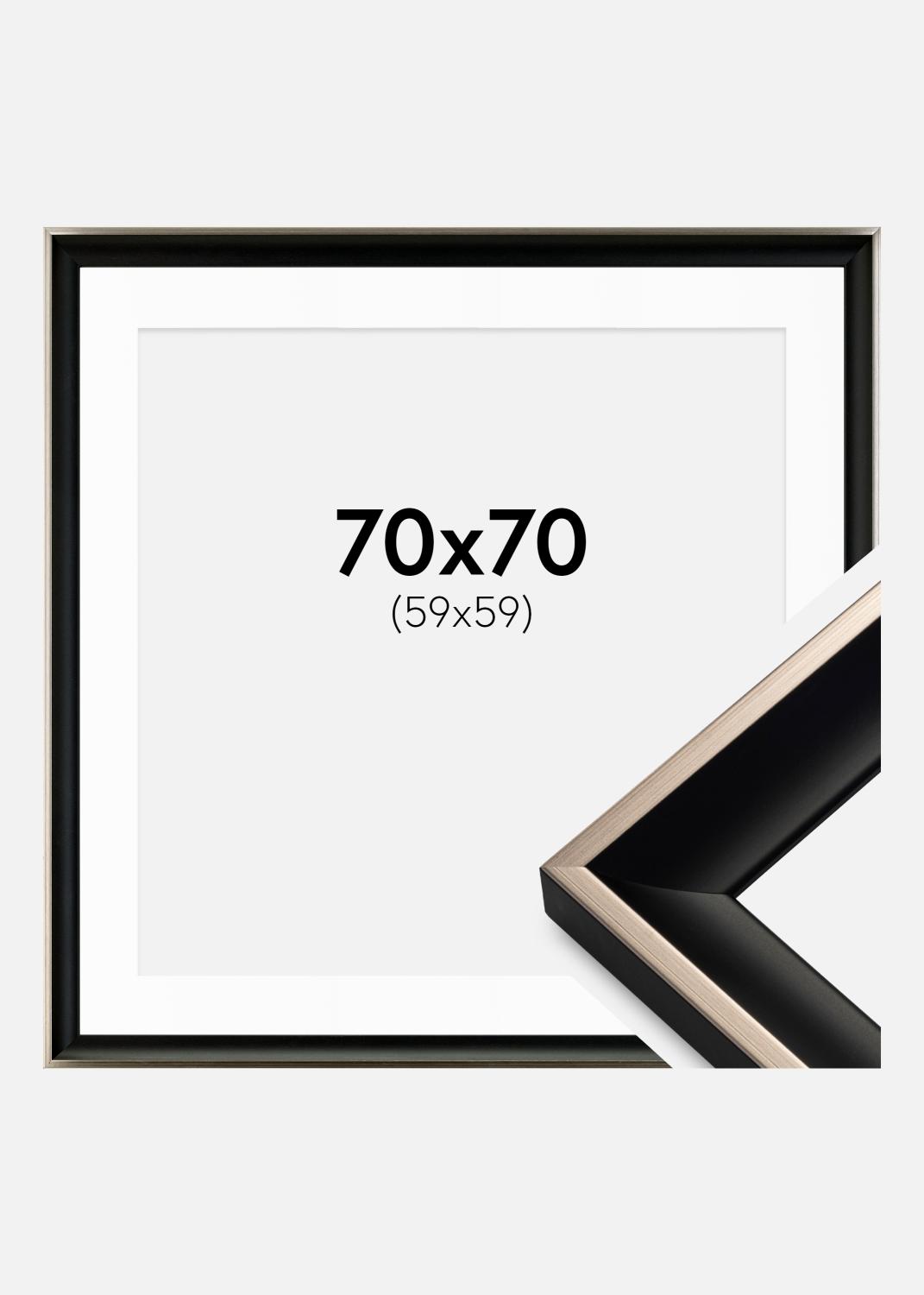 Product Image for Rahmen Öjaren Schwarz-Silber 70x70 cm - Passepartout Weiß 60x60 cm