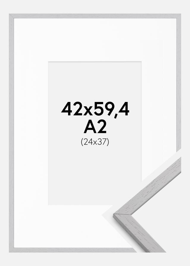 Rahmen Edsbyn Grey 42x59,4 cm (A2) - Passepartout Weiß 25x38 cm