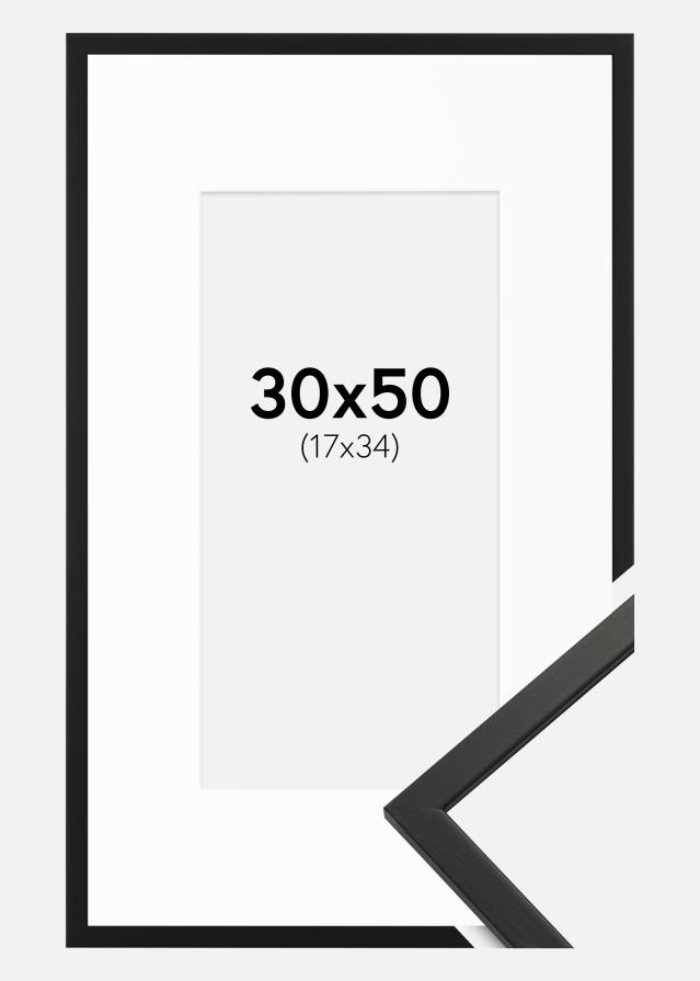 Bilderrahmen Edsbyn Schwarz 30x50 cm - Passepartout Weiß 18x35 cm