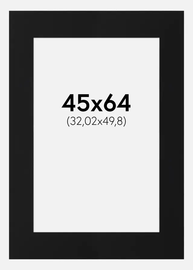 Passepartout Schwarz Standard (weißer Kern) 45x64 cm (32,02x49,8)