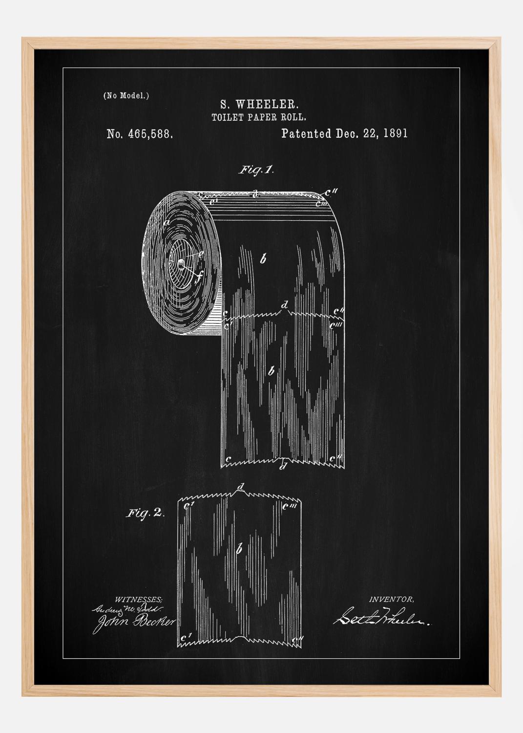 Product Image for Patent Print - Toilet Paper Roll - Black Poster (21x29.7 cm (A4))