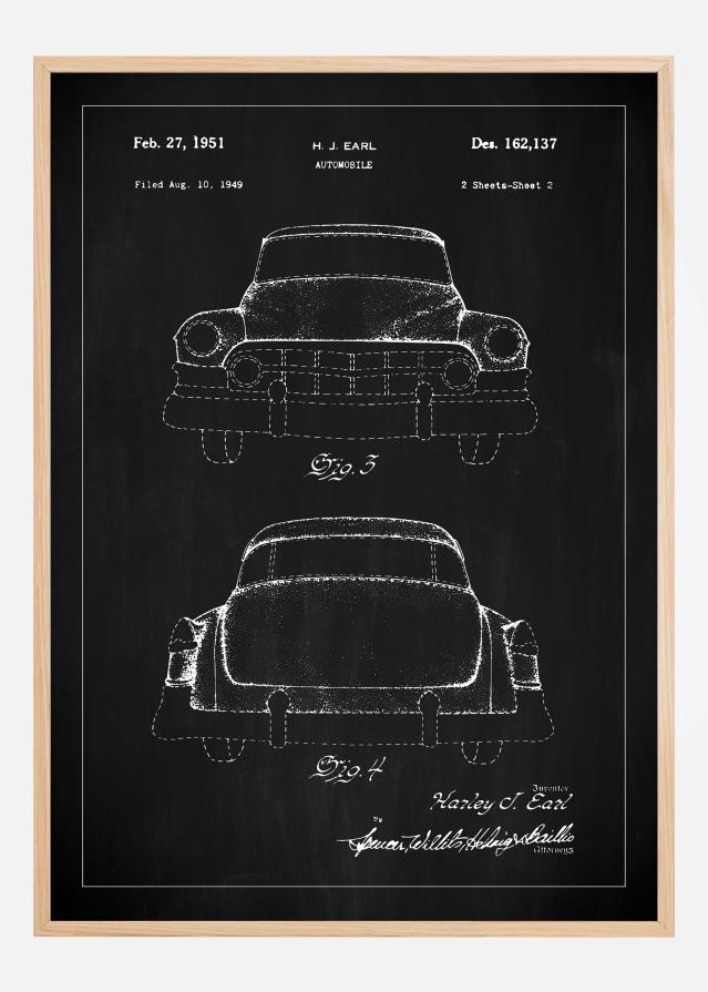 Patentzeichnung - Cadillac II - Schwarz Poster