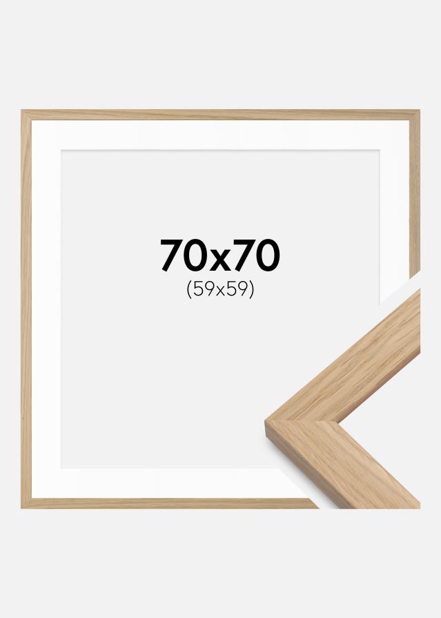 Rahmen Oak Wood 70x70 cm - Passepartout Weiß 60x60 cm