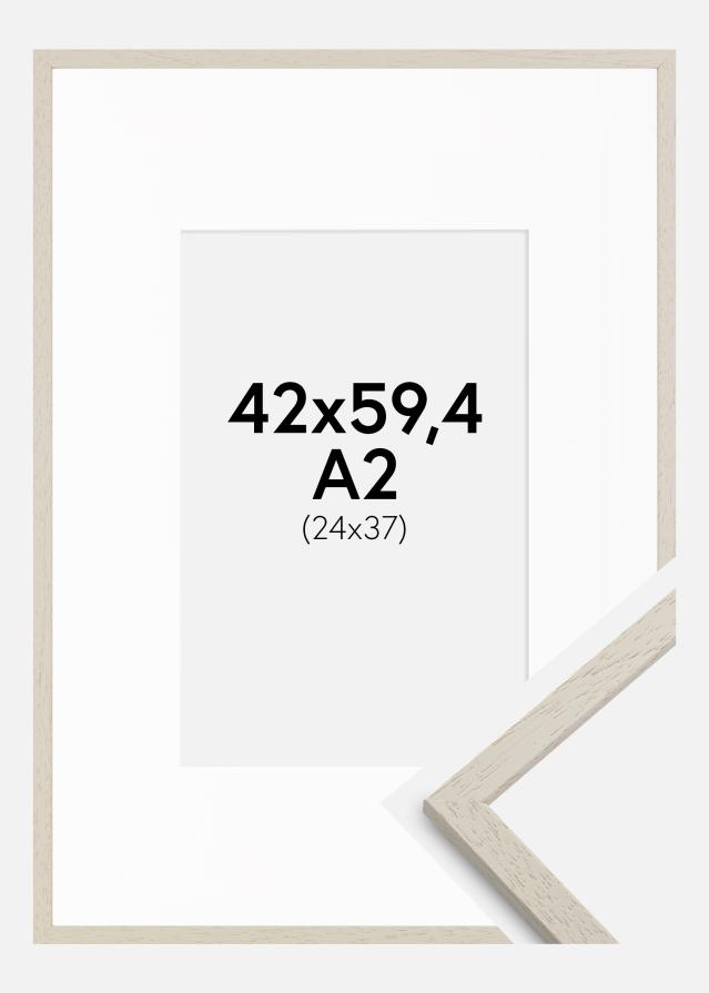 Rahmen Edsbyn Sand 42x59,4 cm (A2) - Passepartout Weiß 25x38 cm