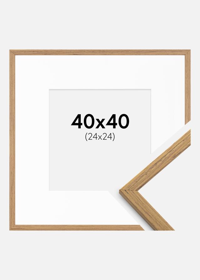Rahmen Edsbyn Teak 40x40 cm - Passepartout Weiß 25x25 cm