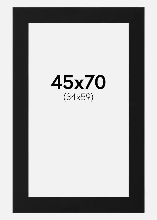 Passepartout Schwarz Standard (weißer Kern) 45x70 cm (34x59)