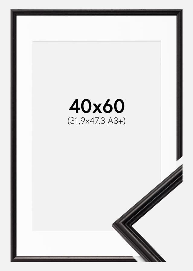 Rahmen Horndal Schwarz 40x60 cm - Passepartout Weiß 32,9x48,3 cm (A3+)
