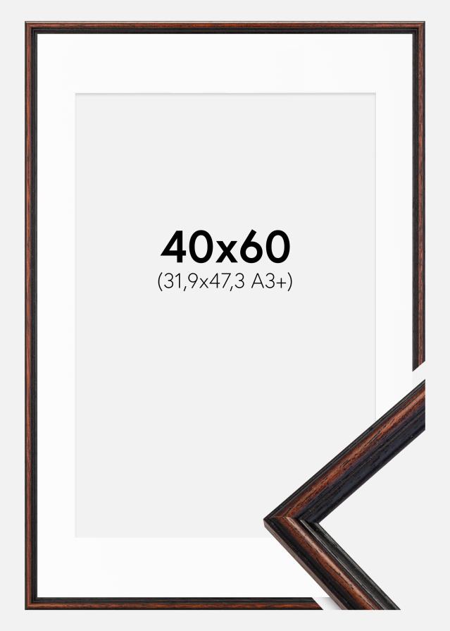 Rahmen Horndal Walnuss 40x60 cm - Passepartout Weiß 32,9x48,3 cm (A3+)