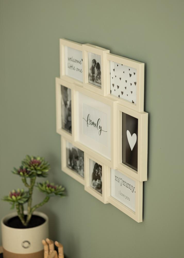Unique Life Collage-Rahmen Creme - 9 Bilder
