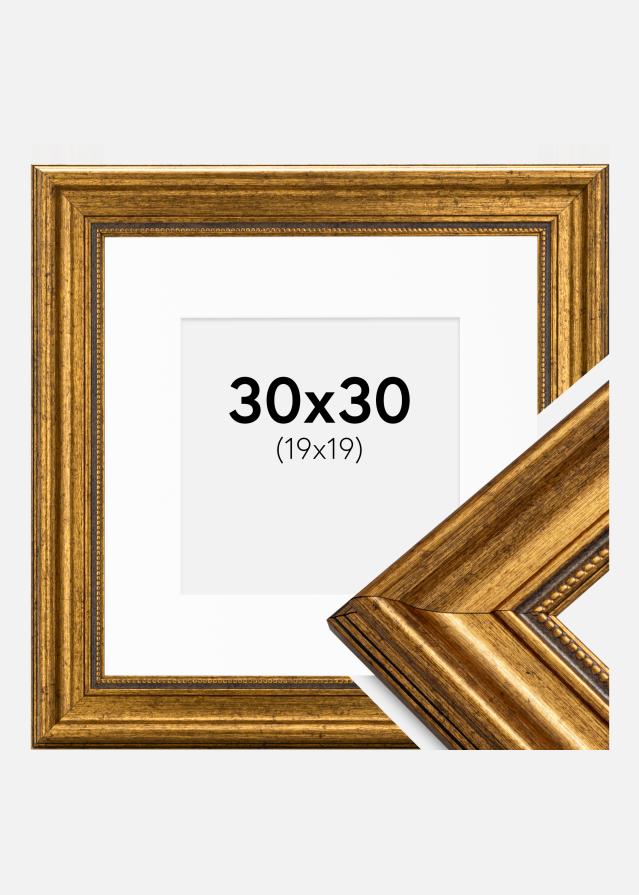 Rahmen Rokoko Gold 30x30 cm - Passepartout Weiß 20x20 cm