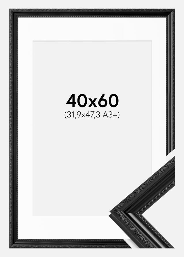 Rahmen Abisko Schwarz 40x60 cm - Passepartout Weiß 32,9x48,3 cm (A3+)