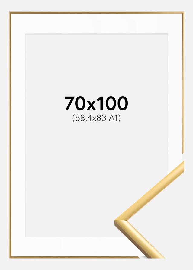 Rahmen New Lifestyle Shiny Gold 70x100 cm - Passepartout Weiß 59,4x84 cm (A1)
