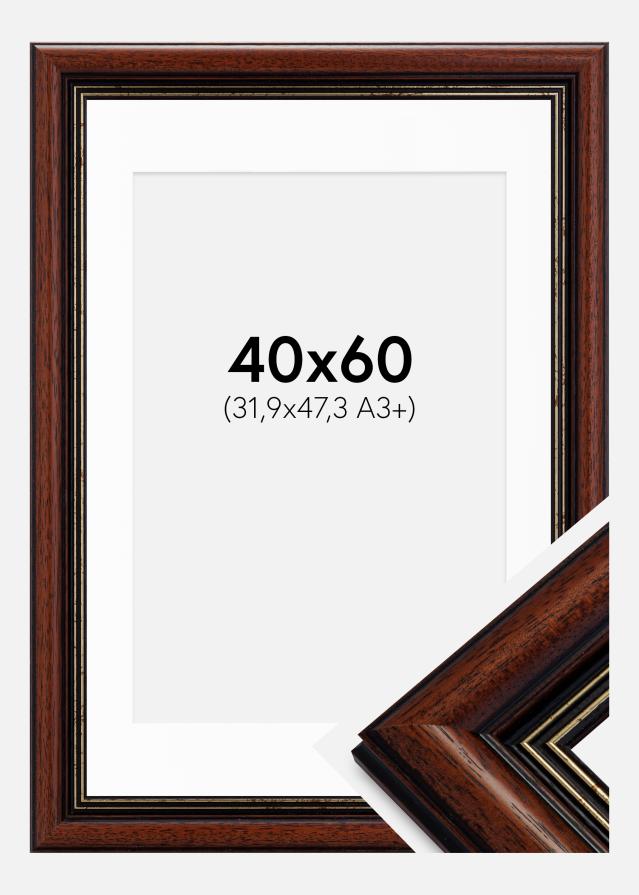 Rahmen Old Retro 40x60 cm - Passepartout Weiß 32,9x48,3 cm (A3+)