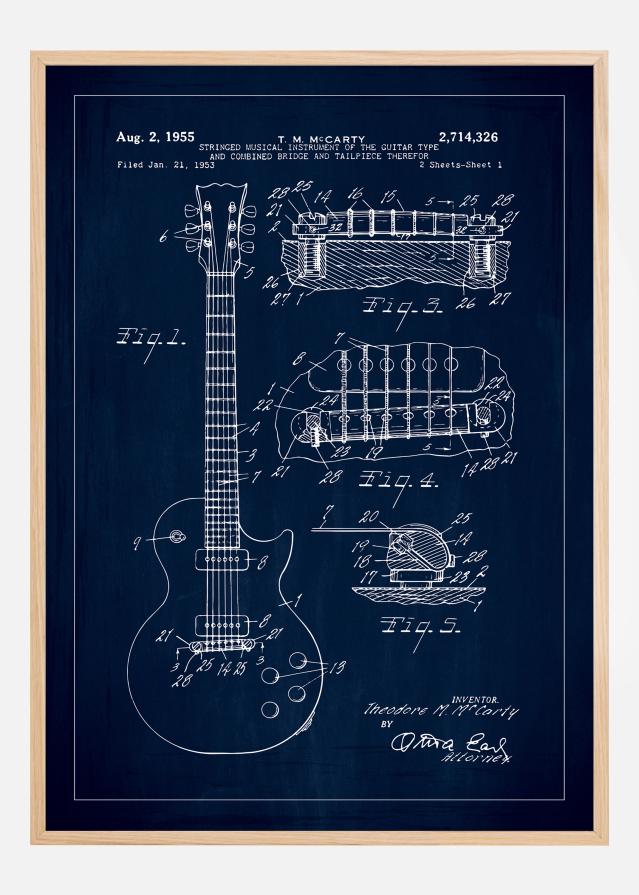 Patentzeichnung - E-Gitarre I - Blau Poster