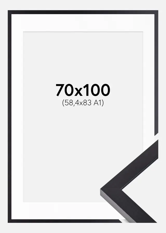 Rahmen Selection Schwarz 70x100 cm - Passepartout Weiß 59,4x84 cm (A1)