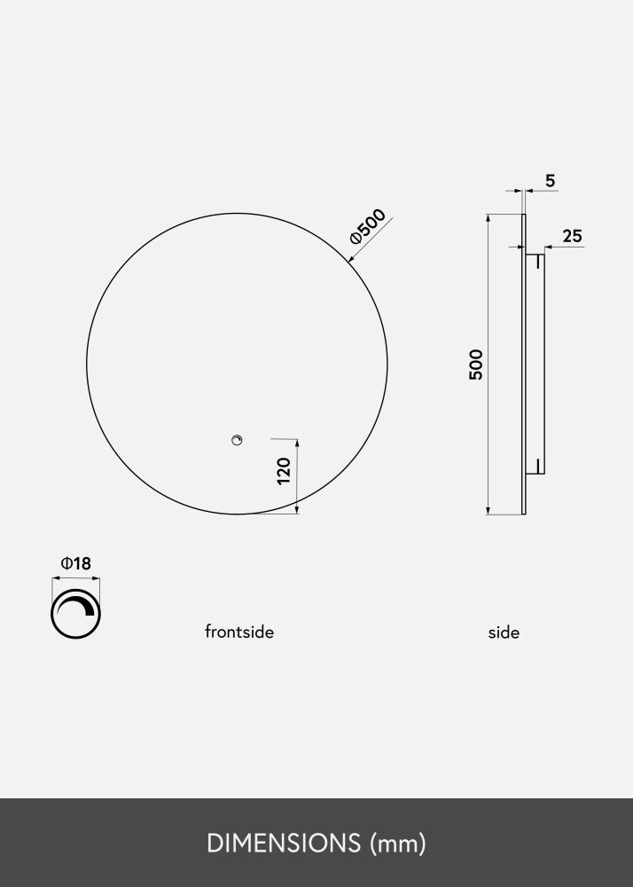 KAILA Spiegel LED 50 cm Ø