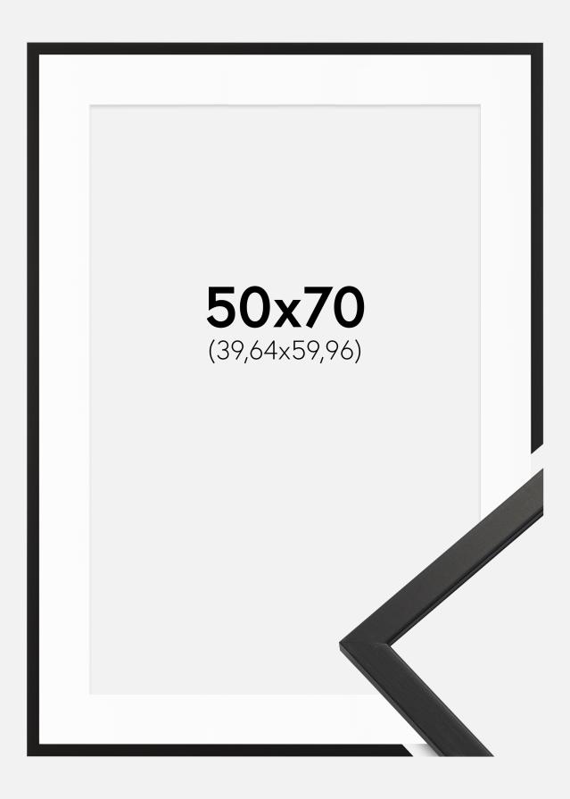 Bilderrahmen Edsbyn Schwarz 50x70 cm - Passepartout Weiß 16x24 inches