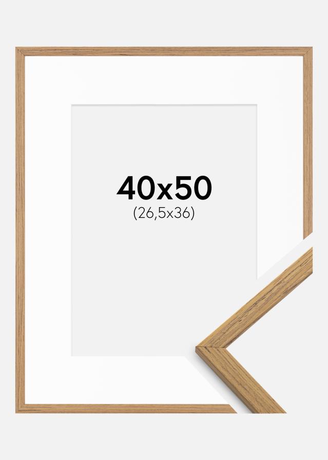 Rahmen Edsbyn Teak 40x50 cm - Passepartout Weiß 27,5x37 cm