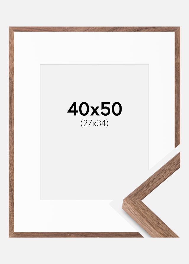 Rahmen Soul Walnut Veneer 40x50 cm - Passepartout Weiß 28x35 cm