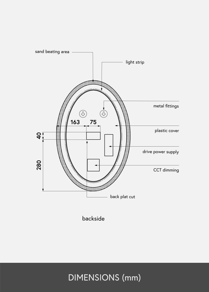 KAILA Spiegel Oval LED 40x60 cm