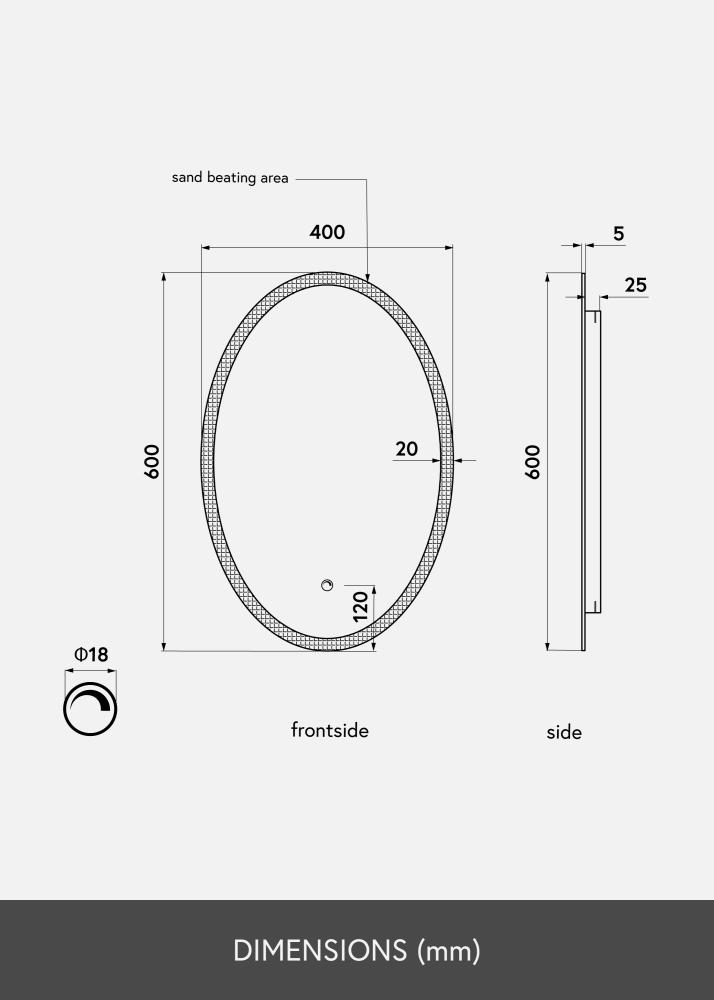 KAILA Spiegel Oval LED 40x60 cm