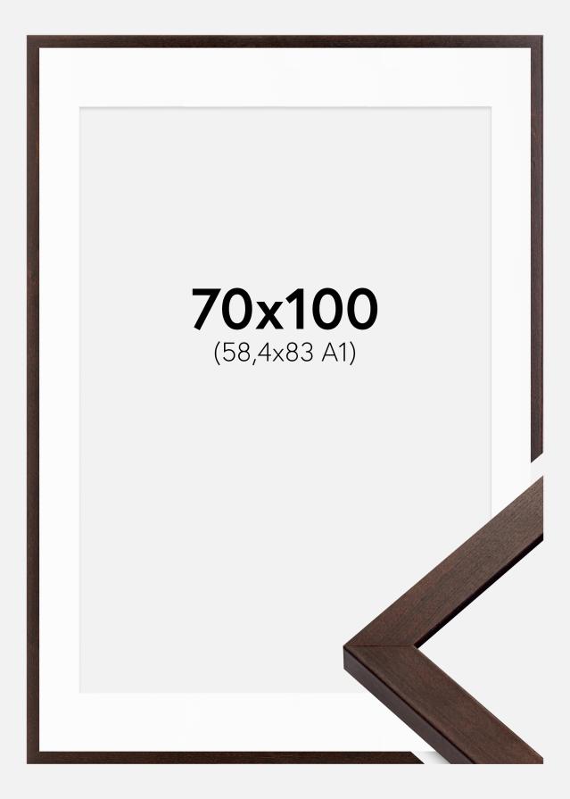 Rahmen Selection Walnuss 70x100 cm - Passepartout Weiß 59,4x84 cm (A1)