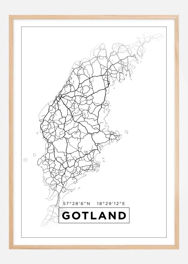 Map - Gotland - White Poster